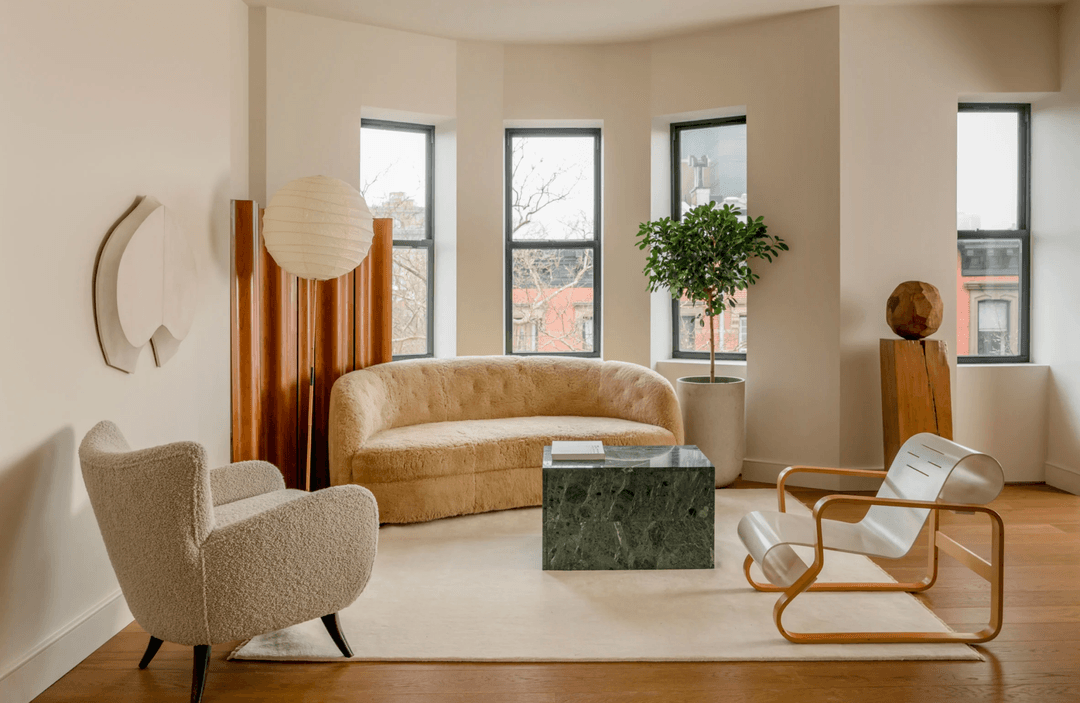 warm neutral room with golden oak wood floor paneling