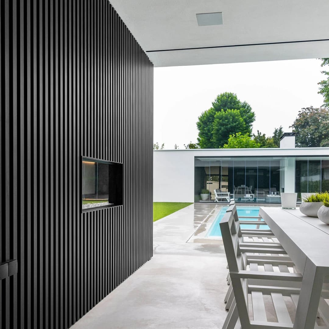 black outdoor acoustic wood wall panels