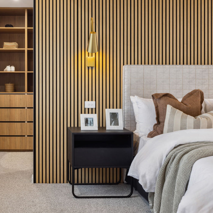 3D Acoustic Slat Golden Oak Wood Wall Panel | SoundPanel®