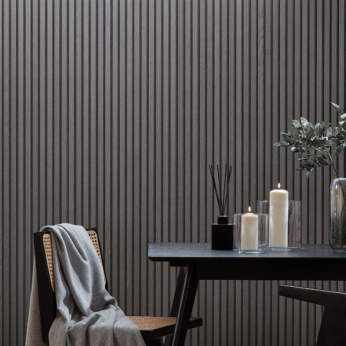 3D Acoustic Slat Grey Oak Wood Wall Panel | SoundPanel®