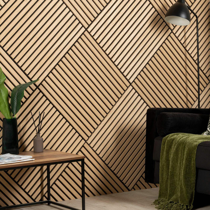 3D Acoustic Slat Golden Oak Wood Wall Panel