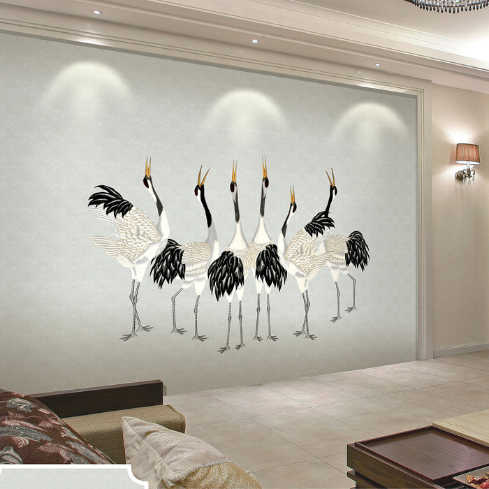 Embroidery Wallpaper | Non-Woven | Japanese Cranes