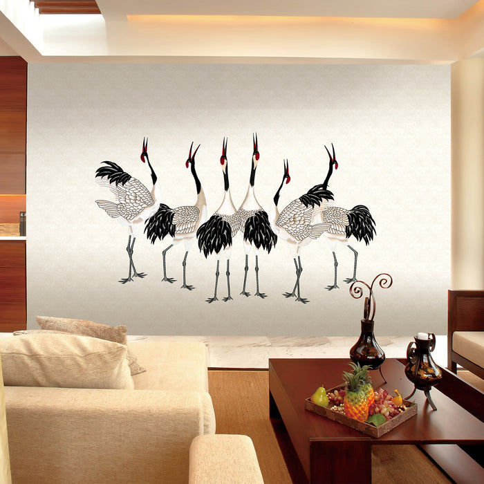 Embroidery Wallpaper | Non-Woven | Japanese Cranes