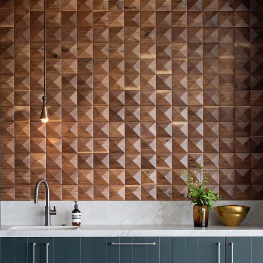 Walnut Triangle Mosaic Solid Wood Wall Panel | GroovePanel® - The Panel Hub